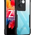 Shock Proof Clear Back Case Mobile Cover for iQOO Z7 Pro | Vivo T2 Pro 5G (Hard | Hybrid PC + TPU | Full Armour Device & Camera Protection | Black)