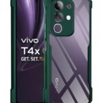 Shock Proof Clear Protective Back Case for Vivo T4X 5G | IQOO Z10X 5G - AirEDGE Technology | 360 Degree Camera Protection | Transparent Hybrid Back Case Mobile Cover - Green