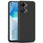 Back Case Cover for 1+ OnePlus Nord 2T Ultra Slim Soft Rubberised | Inner Velvet Fabric Lining | Matte Silicone Flexible Camera Protection Back Case - Black