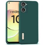 Ultra Slim Soft Rubberised Back Cover Case for Realme 10 4G | Inner Velvet Fabric Lining | Matte Silicone Flexible Camera Protection Back Cover ? Green