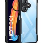 Shock Proof Clear Protective Back Case for Infinix Hot 30i - AirEDGE Technology | 360 Degree Camera Protection | Transparent Hybrid Back Case Mobile Cover - Black