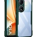 Shock Proof Clear Back Cover Case Mobile Cover for Vivo Y100 5G (Hard | Hybrid PC + TPU | Full Armour Device & Camera Protection | Green)