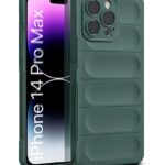 kelpuj Ultimate Silicon Back Cover Case for Apple iPhone 14 Pro Max | Military Grade Drop Protection Shockproof Bumper | Anti-Slip Grip | Scratch Proof Micro-Fibre Cloth Inside (Forest Green)