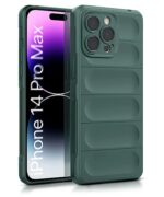 kelpuj Ultimate Silicon Back Cover Case for Apple iPhone 14 Pro Max | Military Grade Drop Protection Shockproof Bumper | Anti-Slip Grip | Scratch Proof Micro-Fibre Cloth Inside (Forest Green)