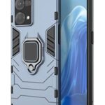 Shock Proof Back Case Mobile Cover for Oppo F21 Pro 4G | Back Cover Case (Tough Armor | Hybrid PC + TPU | Ring Holder & in-Built Kickstand | Blue)