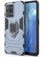 Shock Proof Back Case Mobile Cover for Oppo F21 Pro 4G | Back Cover Case (Tough Armor | Hybrid PC + TPU | Ring Holder & in-Built Kickstand | Blue)