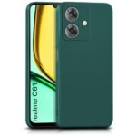 Back Cover for Realme Narzo N61 | Realme C61 | Ultra Slim Soft Rubberised Case | Inner Velvet Fabric Lining | Matte Silicone Flexible Mobile Case | Camera Protection -Green