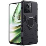 kelpuj Shock Proof Back Case Cover for 1+ OnePlus 10R 5G | 10R Prime 5G (Armor | Hybrid PC + TPU | Full Protection with Ring Holder Kickstand | Carbon Black) - Image 3
