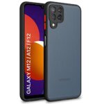 Bumper Back Cover for Samsung Galaxy M12 / A12 / F12 (TPU, Poly Carbonate | Smoked Black)