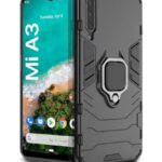 Shock Proof Back Case Mobile Cover for Xiaomi Mi A3 (Armor | Hybrid PC + TPU | Full Protection with Ring Holder Kickstand | Carbon Black)