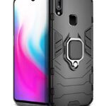 Shock Proof Back Case Mobile Cover for Vivo Y91 | Y95 | Y93 (Armor | Hybrid PC + TPU | Full Protection with Ring Holder Kickstand | Carbon Black)