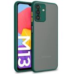 Translucent Hybrid Back Case Cover for Samsung Galaxy M13 4G | F13 4G Smoked Matte Back | 360 Degree Protection | Protective Hard Case (Green Bumper) - Image 3