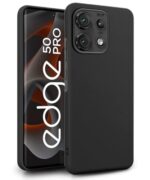 kelpuj Slim Frameless Back Cover for Motorola Moto Edge 50 Pro | Ultra Thin Lightweight Design & Camera Protection | Soft Matte Silicone Flexible Mobile Case (Black)