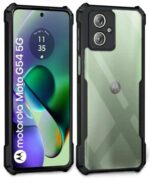 Shock Proof Clear Protective Back Case for Motorola Moto G54 5G | Moto G64 5G - AirEDGE Technology | 360 Degree Camera Protection | Transparent Hybrid Back Case Mobile Cover - Black - Image 5
