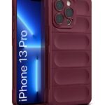 Ultimate Silicon Back Cover Case for Apple iPhone 13 Pro | Military Grade Drop Protection Shockproof Bumper | Anti-Slip Grip | Scratch Proof Micro-Fibre Cloth Inside (Crimson Red)