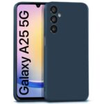 Ultra Slim Soft Rubberised Back Cover Case for Samsung Galaxy A25 5G | Inner Velvet Fabric Lining | Matte Silicone Flexible Camera Protection Back Cover - Blue
