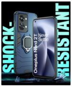 Shock Proof Back Case Mobile Cover for 1+ OnePlus Nord 2T 5G | Back Cover Case (Tough Armor | Hybrid PC + TPU | Ring Holder & in-Built Kickstand | Blue) - Image 5