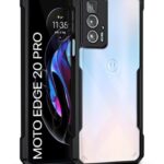 Shock Proof Clear Back Case Mobile Cover for Motorola Moto Edge 20 Pro (Hard | Hybrid PC + TPU | Full Armour Device & Camera Protection | Black)