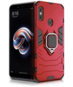 Shock Proof Back Case Mobile Cover for Xiaomi MI Redmi Note 5 Pro | Back Cover Case (Tough Armor | Hybrid PC + TPU | Ring Holder & in-Built Kickstand | Red)
