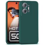 Back Cover for Infinix Hot 30 5G | Ultra Slim Soft Rubberised Case | Inner Velvet Fabric Lining | Matte Silicone Flexible Mobile Case | Camera Protection - Green