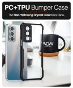 kelpuj Shock Proof Clear Protective Back Case for Motorola Moto Edge 20 - AirEDGE Technology | 360 Degree Camera Protection | Transparent Hybrid Back Case Mobile Cover - Black - Image 7