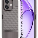 Back Cover for Oppo A3x 5G | A3x 4G | A3 5G with Hexa Cube Design | Ultra Slim Soft Rubberised Case | Inner Velvet Fabric | Matte Silicone Flexible Mobile Case | Camera Protection - Grey