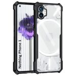 kelpuj TPU+PC Shock Proof Clear Protective Back Cover Case for Nothing Phone 1 5G - Airedge Technology | 360 Degree Camera Protection | Transparent Hybrid Back Case Mobile Cover - Black - Image 5