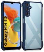 Shock Proof Clear Protective Back Case for Samsung Galaxy M14 5G AirEDGE Technology | 360 Degree Camera Protection | Transparent Hybrid Back Case Mobile Cover Blue - Image 5