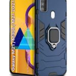 Shock Proof Back Case Mobile Cover for Samsung Galaxy M21 | M30s | M21 2021 Edition | Back Cover Case (Tough Armor | Hybrid PC + TPU | Ring Holder & in-Built Kickstand | Blue)