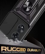 kelpuj Tough Armor Bumper Mobile Back Case for Oppo A78 5G | Sliding Camera Shield Cover | Shock Proof 360? Protection | Hybrid PC + TPU | Ring Holder with Kickstand  Black - Image 7