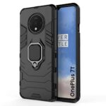 Shock Proof Back Case Mobile Cover for 1+ OnePlus 7T (Armor | Hybrid PC + TPU | Full Protection with Ring Holder Kickstand | Carbon Black)