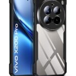Shock Proof Clear Protective Back Case for VIVO X200 Pro 5G - AirEDGE Technology | 360 Degree Camera Protection | Transparent Hybrid Back Case Mobile Cover - Black