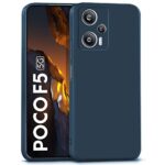 Back Cover for Poco F5 5G | Ultra Slim Soft Rubberised Case | Inner Velvet Fabric Lining | Matte Silicone Flexible Mobile Case | Camera Protection - Blue