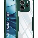 Shock Proof Clear Protective Back Case for Redmi Note 14 SE 5G | Redmi Note 14 5G - AirEDGE Technology | 360 Degree Camera Protection | Transparent Hybrid Back Case Mobile Cover - Green