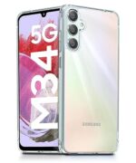 Transparent Back Cover Case for Samsung Galaxy M34 5G | F34 5G | Raised Bumps for Full Device & Camera Protection Shockproof TPU Silicone Back Case Mobile Cover Transparent