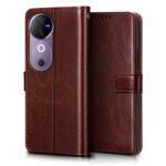 Shock Proof Flip Cover Back Case for Vivo V40 | Magnetic Wallet Leather Case with Stand - Image 5