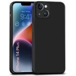 Soft 360 Degree All Sides Protection with Anti Dust Plugs Shockproof Slim Silicone Back Case Cover for Apple iPhone 14 Plus - Pitch Black