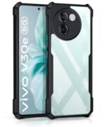 Thermoplastic Polyurethane Shock Proof Clear Protective Back Case for Vivo V30E 5G-Airedge Technology|360 Degree Camera Protection|Transparent Hybrid Back Case Mobile Cover-Black