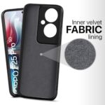 Back Cover for Oppo F25 Pro 5G | Ultra Slim Soft Rubberised Case | Inner Velvet Fabric Lining | Matte Silicone Flexible Mobile Case | Camera Protection - Black - Image 5