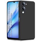 Back Cover for Vivo T4 lite 5G | iQOO Z10 lite 5G | Y04 4G | Y19 5G | Y19e | Ultra Slim Soft Rubberised Case | Inner Velvet Fabric Lining | Flexible Mobile Case | Camera Protection  Black