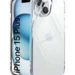 kelpuj Crystal Clear Back Cover Case for Apple iPhone 15 Plus | Full Device & Camera Protection | Shockproof TPU Silicone Back Case Mobile Cover Transparent