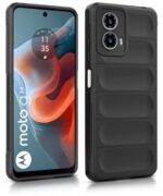 Ultimate Silicon Back Cover Case for Motorola Moto G34 5G | Moto G45 5G | Military Grade Drop Protection Shockproof Bumper | Anti-Slip Grip | Scratch Proof Micro-Fibre Cloth (Pitch Black) - Image 5