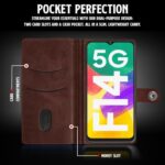 Shock Proof Flip Cover Back Case for Samsung Galaxy F14 5G | Magnetic Wallet Leather Case with Stand - Image 5