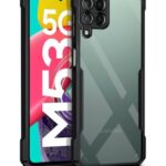 Shock Proof Crystal Clear Back Case Mobile Cover for Samsung Galaxy M53 5G | Camera Protection | Hybrid PC + TPU | Protective Design | Earthy Black