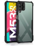 Shock Proof Crystal Clear Back Case Mobile Cover for Samsung Galaxy M53 5G | Camera Protection | Hybrid PC + TPU | Protective Design | Earthy Black