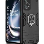 Polycarbonate 1+ Oneplus Nord Ce 2 Lite 5G Tough Armor Bumper Back Case for Oneplus Phone Cover | Ring Holder & Kickstand in-Built | Excellent 360 Degree Protection (Carbon Black)