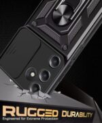 Tough Armor Bumper Mobile Back Case for Samsung Galaxy A05S 5G | Galaxy M14 4G | Sliding Camera Shield Cover | Shockproof 360? Protection | Hybrid PC + TPU | Ring Holder with Stand ? Black - Image 7