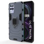 Tough Armor Back Case Mobile Cover for Realme 8 5G | Realme 8s 5G (Armored | Hybrid PC & TPU | Shock Proof 360 Degree Protection with Ring Holder Kickstand | Blue)