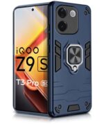 Shock Proof Back Case Mobile Cover for iQOO Z9s Pro 5G | Vivo T3 Pro 5G | Back Cover Case (Tough Armor | Hybrid PC + TPU | Ring Holder & in-Built Kickstand | Blue)