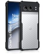 kelpuj Shock Proof Clear Protective Back Case for 1+ OnePlus Nord 4 5G - AirEDGE Technology | 360 Degree Camera Protection | Transparent Hybrid Back Case Mobile Cover - Black